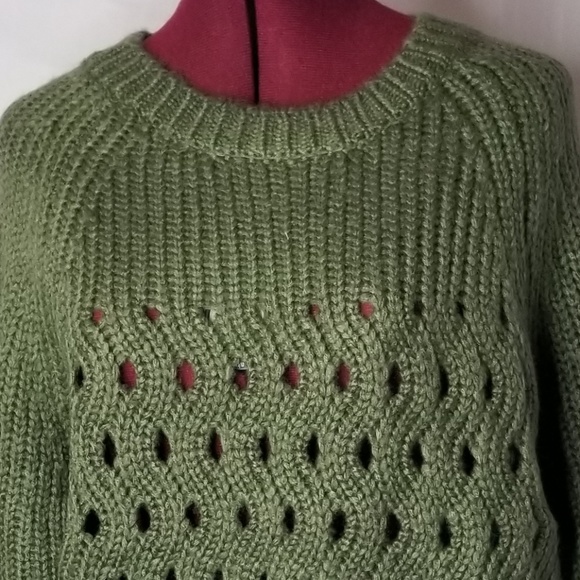Olive Open Weave Sweater - Picture 6 of 7
